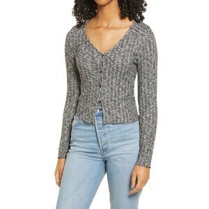 Socialite Button Front Cardigan - CHARCOAL NWT